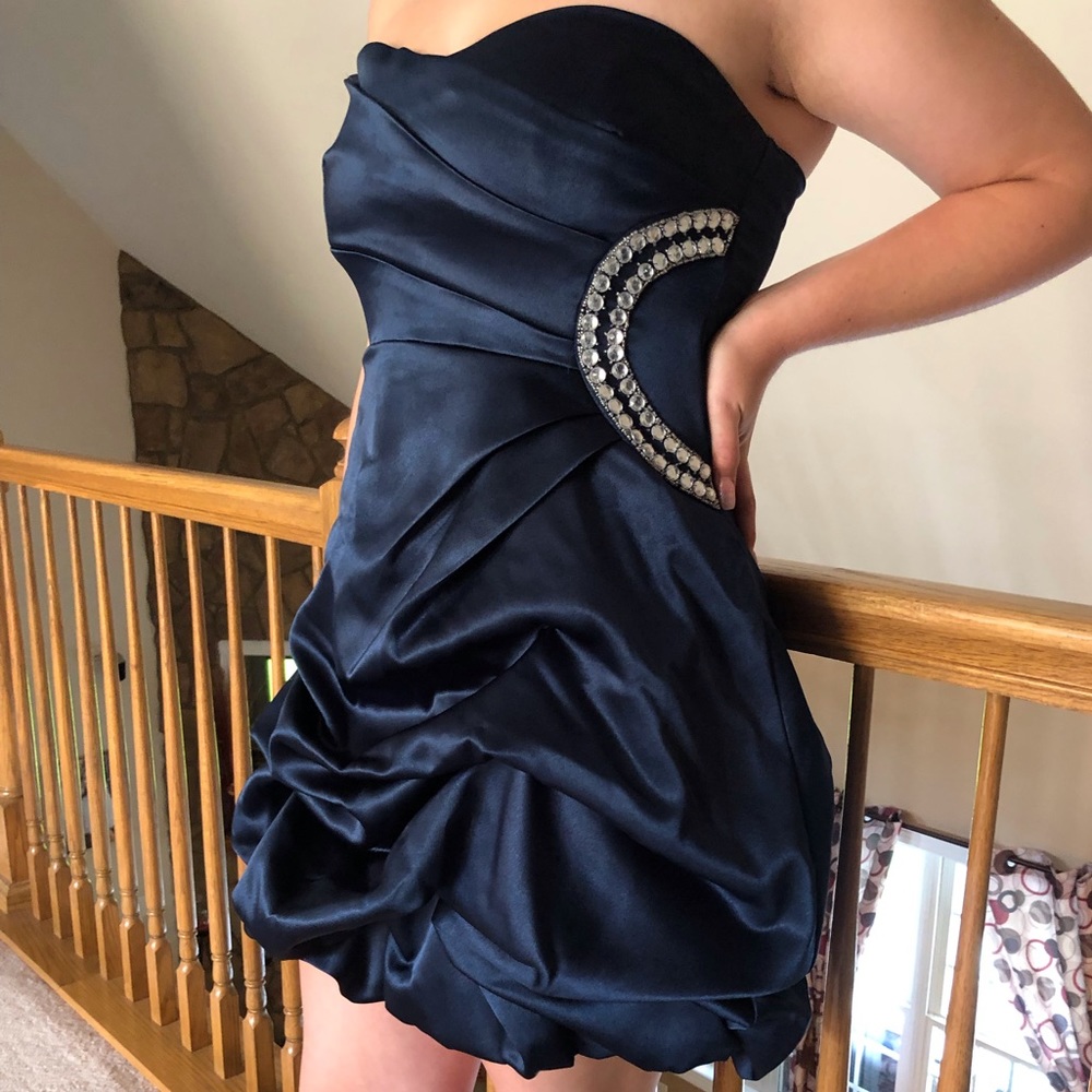 navy homecoming prom dress